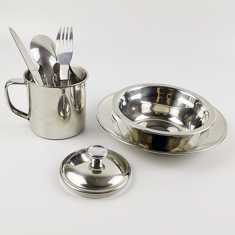 Outdoor Camping Single Stainless Steel Tableware Set