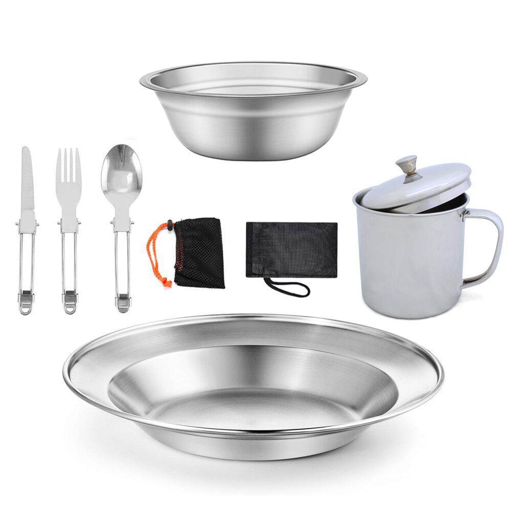 Outdoor Camping Single Stainless Steel Tableware Set