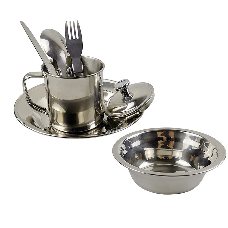 Outdoor Camping Single Stainless Steel Tableware Set