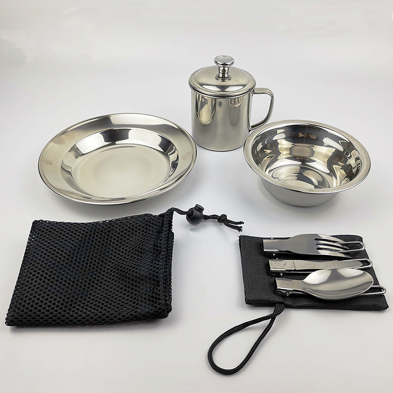 Outdoor Camping Single Stainless Steel Tableware Set