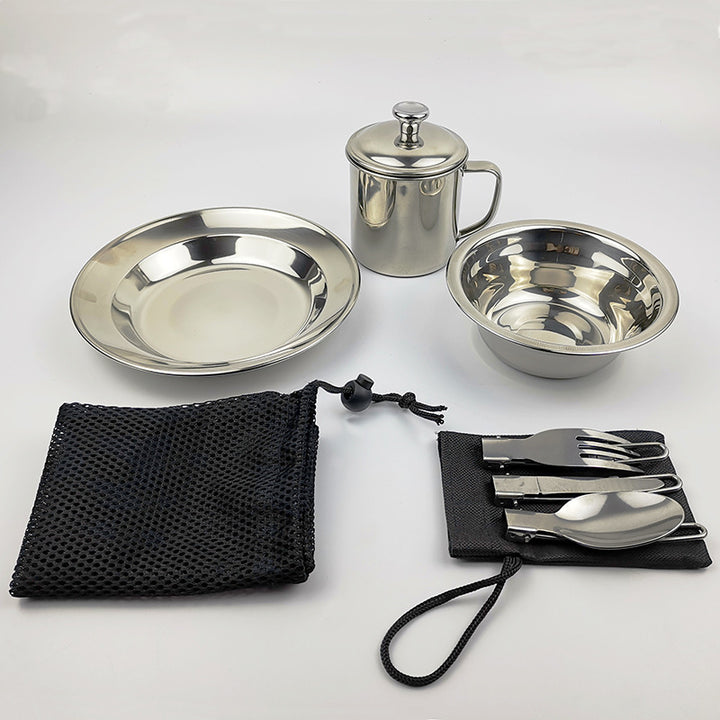 Outdoor Camping Single Stainless Steel Tableware Set